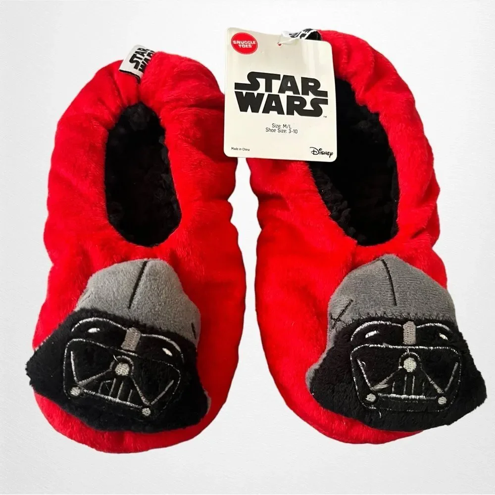 Star Wars Disney NWT Red with Black Darth Vader Children Slippers Size M/L 3-10